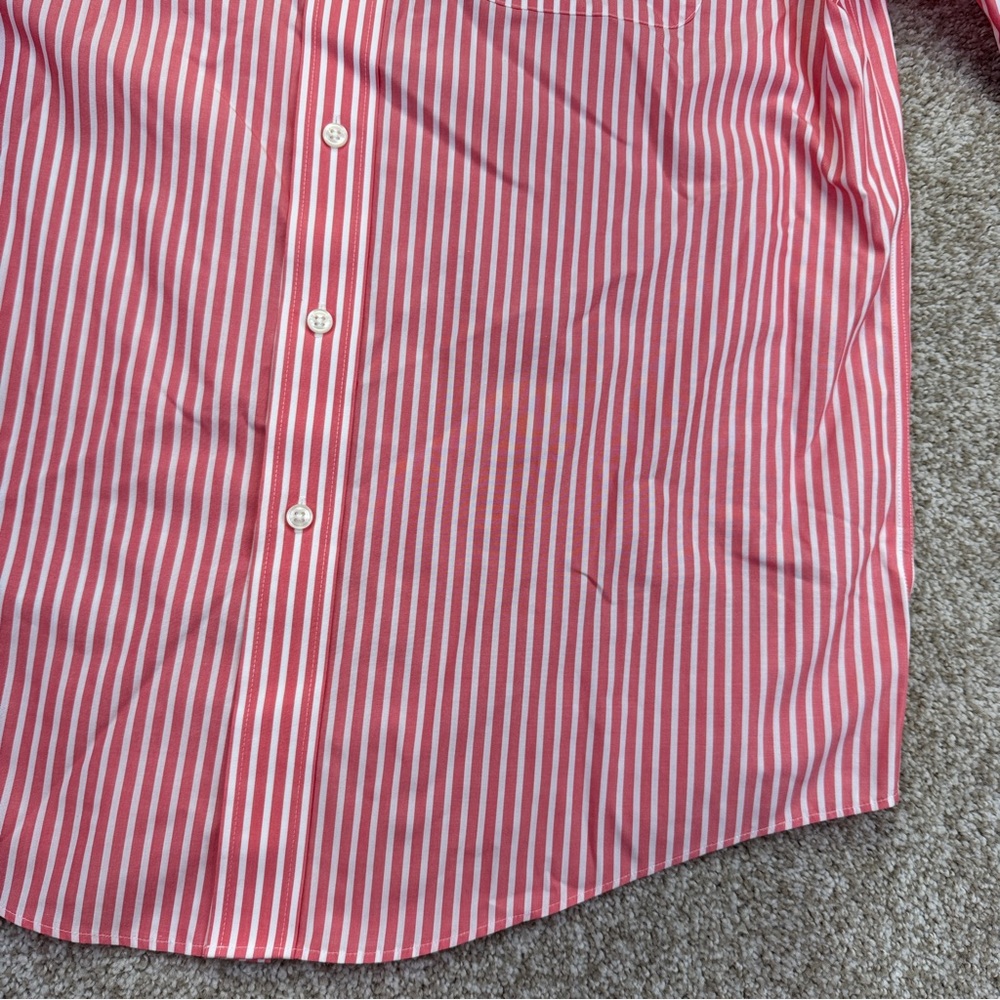 NEW L.L. Bean Pink White Striped Button Down Shirt Mens Size M Short Sleeve - Picture 5 of 15